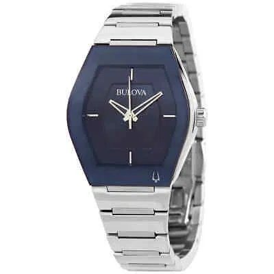 Pre-owned Bulova Quartz Blue Dial Stainless Steel Ladies Watch 96l293