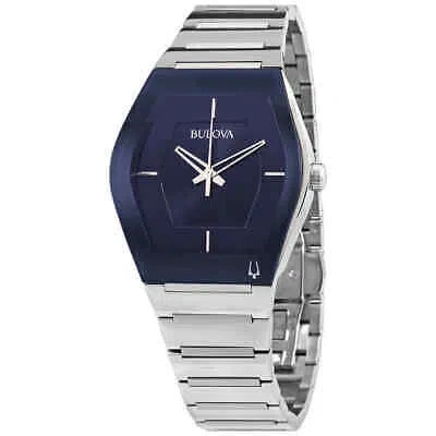 Pre-owned Bulova Quartz Blue Dial Stainless Steel Men's Watch 96a258