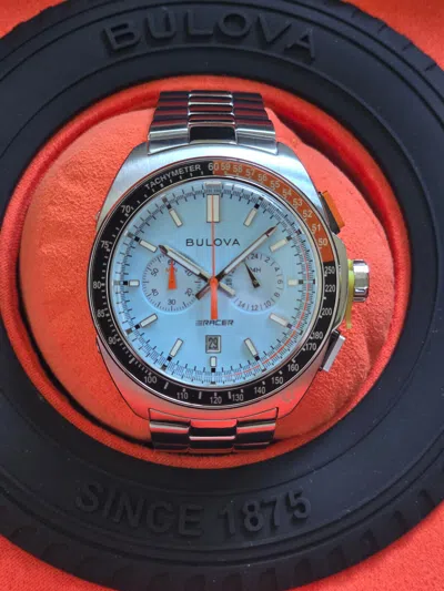 Pre-owned Bulova Racer Blue Dial Sapphire Crystal Chronograph Men's Watch 98b432