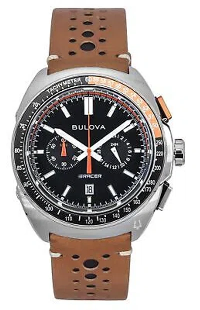 Pre-owned Bulova Racer Chronograph Tachymeter Black Dial Quartz 98b427 100m Mens Watch