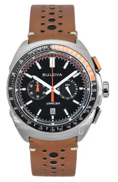 Pre-owned Bulova Racer Chronograph Tachymeter Black Dial Quartz 98b427 100m Mens Watch