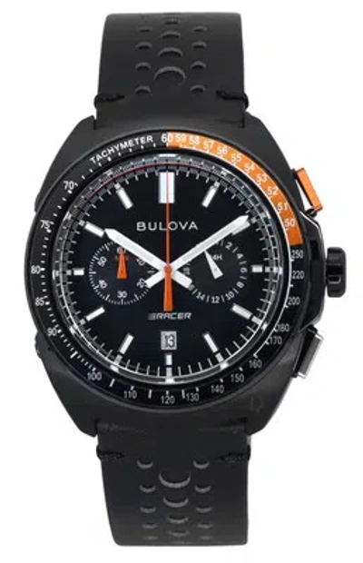 Pre-owned Bulova Racer Chronograph Tachymeter Black Dial Quartz 98b428 100m Mens Watch