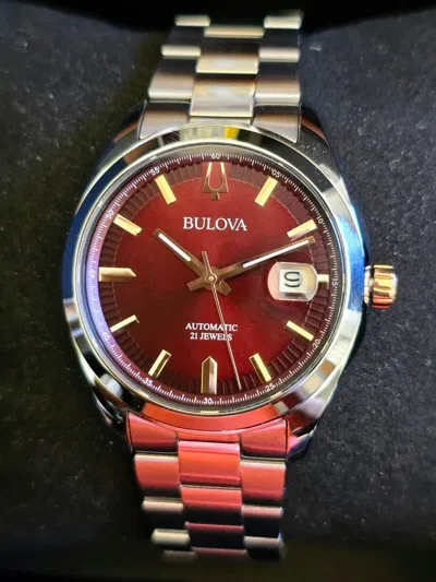 Pre-owned Bulova Red Dial Sapphire Crystal Automatic Surveyor Men's ...
