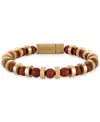 Bulova Red Jasper & Gold-tone Stainless Steel Bracelet In No Color