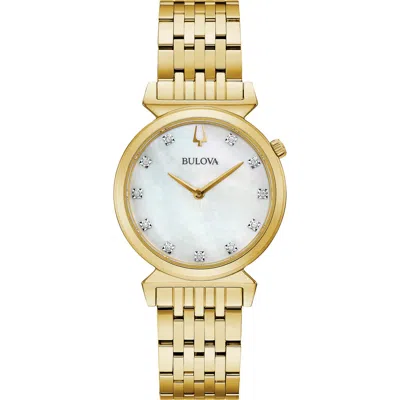 Bulova Regatta Mother-of-pearl & Diamond Bracelet Watch, 30mm In Gold