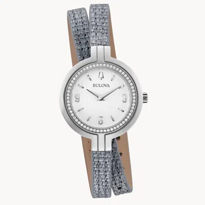 Bulova Rhapsody Leather Double Wrap Ladies Watch In Blue