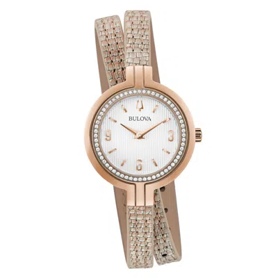 Pre-owned Bulova Rhapsody Women's Quartz Rose Gold Diamond Perfume Watch Set 26mm 98r279