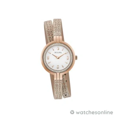 Pre-owned Bulova Rhapsody Women's Quartz Rose Gold Tone Diamond Accent Watch 26mm 98r279