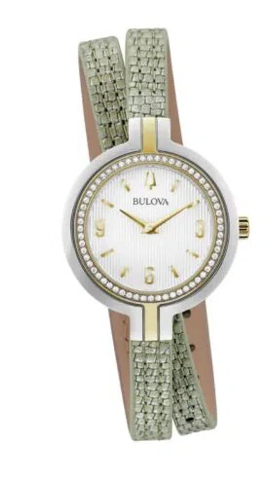 Pre-owned Bulova Rhapsody Womens Diamond Quartz Green Silver Dial Dress Watch 30mm 98r278