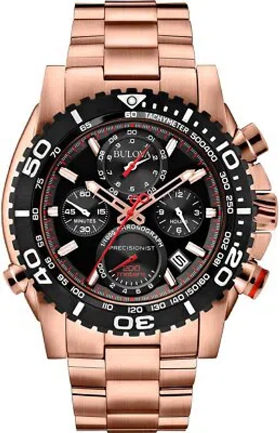 Pre-owned Bulova Rose Gold Mens Chronograph Watch Precisionist 98b213