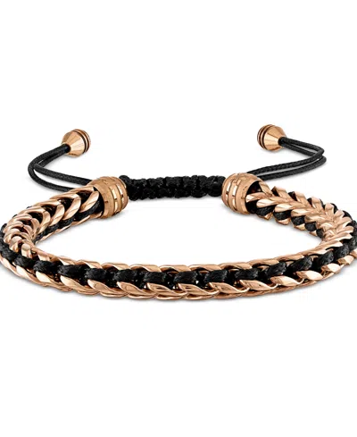 Bulova Rose Gold-tone Ip Stainless Steel Cord Woven Slider Bracelet In Rose Gold Tone