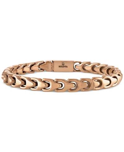 Bulova Rose Gold-tone Ip Stainless Steel Link Bracelet In Rose Gold Tone