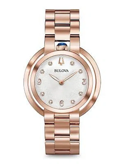 Pre-owned Bulova Rose Gold Womens Analogue Watch Rubaiyat 97p130