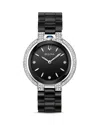 Bulova Women's Diamond (1/3 Ct. T.w.) Rubaiyat Stainless Steel & Black Ceramic Bracelet Watch 35mm In Black