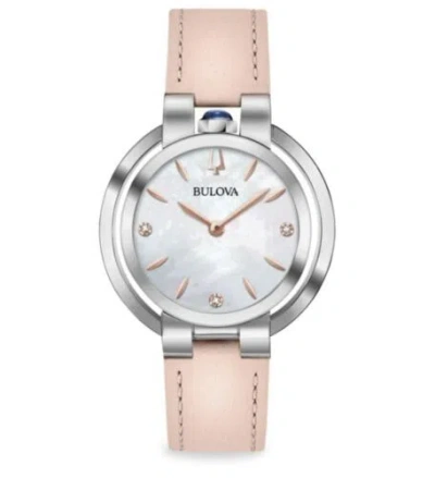 Pre-owned Bulova Rubaiyat Quartz White Mother Of Pearl Dial Ladies Watch 96p197