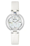Bulova Rubaiyat Sapphire Leather Strap Watch, 30mm