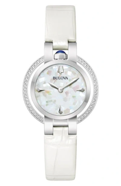 Bulova Rubaiyat Sapphire Leather Strap Watch, 30mm