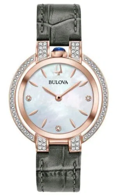 Pre-owned Bulova Rubaiyat Watch Quartz 73 Diamonds & Sapphire Rose Gold Tone 98r268 $1395