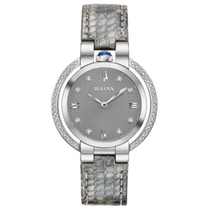 Pre-owned Bulova Rubaiyat Women's Diamond Accent Markers Cabochon Crown 35mm Watch 96r218