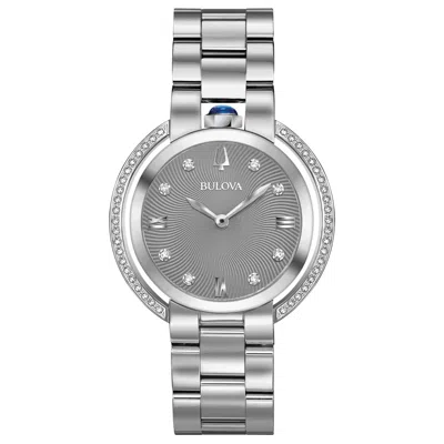 Pre-owned Bulova Rubaiyat Women Quartz Silver Stainless Steel Crystal Watch 35mm 96r219