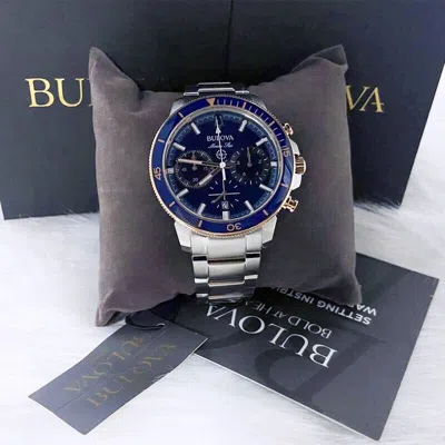 Pre-owned Bulova Series C Blue Dial Marine Star Men 98b301 Chronograph Watch (45mm)