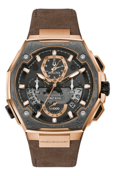 Bulova Series X Special Edition Leather Strap Watch, 45mm In Brown