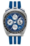 Bulova Shelby Chronograph Rubber Strap Watch, 43mm In Blue