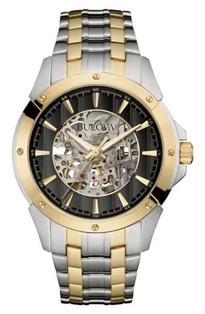 Bulova Skeleton Dial Automatic Two-tone Bracelet Watch, 40mm