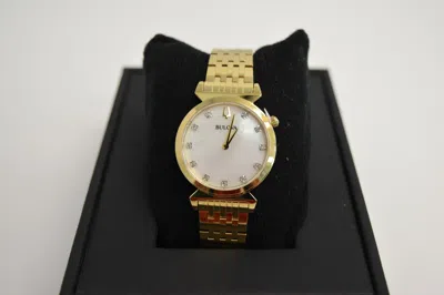 Pre-owned Bulova Slim Regatta Gold Ip Ss White Mop Dial Diamond 97p149 $495 Watch