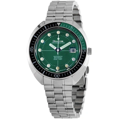 Bulova Special Edition Oceanographer Automatic Green Dial Men's Watch 96b322 In Black / Green