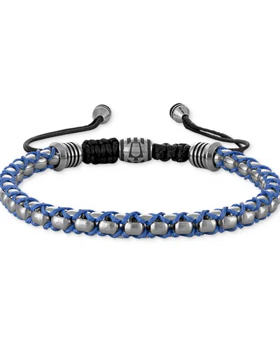 Bulova Stainless Steel Icon Beaded Bolo Bracelet In Silver-tone