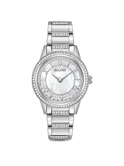 Bulova Stainless Steel Turnstyle Crystal-embellished 32mm Watch In Black