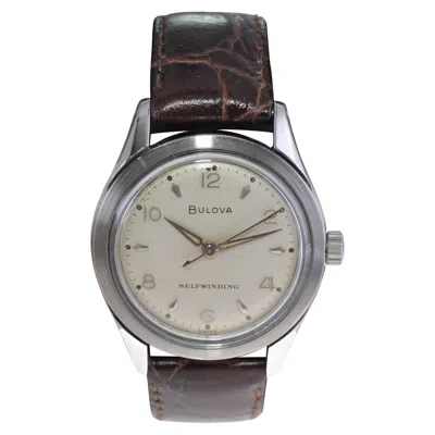 Pre-owned Bulova Steel Art Deco Style Round Wristwatch, Circa 1960s With Original Dial In Multi
