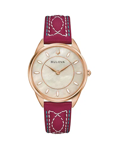 Bulova Stetson Sutton Watch, 34.5mm In Burgundy