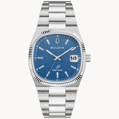 Pre-owned Bulova Super Seville Blue Dial Fluted Bezel Precisionist 38mm Watch 96b440