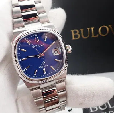 Pre-owned Bulova Super Seville Blue, Fluted Bezel Precisionist 96b440 Men's Watch R28-09