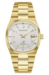 Bulova Unisex Super Seville Gold-tone Stainless Steel Bracelet Watch 38mm In Goldone