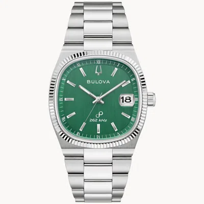 Pre-owned Bulova Super Seville Green Dial Fluted Bezel Precisionist 38mm Watch 96b439