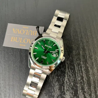 Pre-owned Bulova Surveyor 96b429 Automatic 39mm Green Dial Men's Watch- With Box