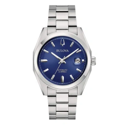 Pre-owned Bulova Surveyor 96b436 Sapphire Automatic Blue Dial Watch Stainless Steel