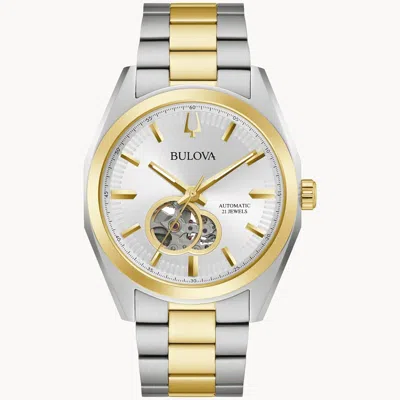 Pre-owned Bulova Surveyor 98a284 Automatic Silver-tone Dial Stainless Steel Men's Watch