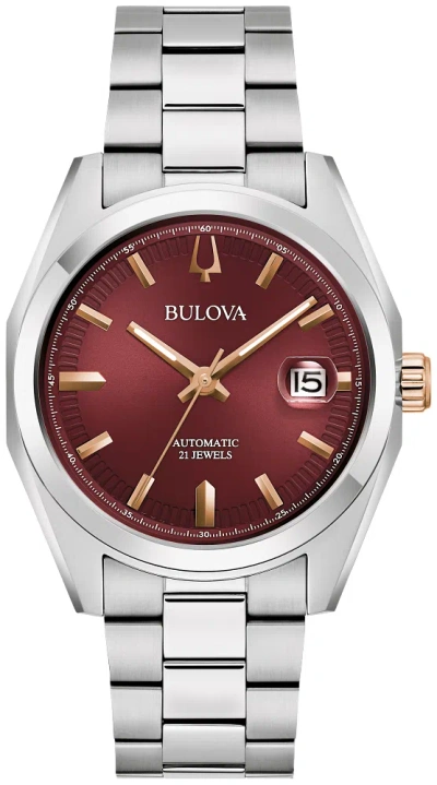 Pre-owned Bulova Surveyor Automatic Red Dial Mens Watch 98b422