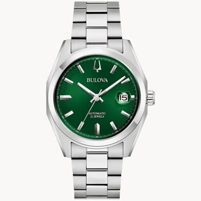 Pre-owned Bulova Surveyor Green Automatic Stainless Steel 39mm Watch 96b429