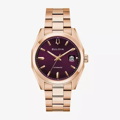 Bulova Surveyor Mens Automatic Rose Goldtone Stainless Steel Bracelet Watch 97b234