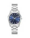 Bulova Surveyor Womens Diamond Accent Silver Tone Stainless Steel Bracelet Watch 96p229 In Blue/silver