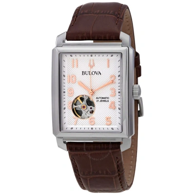 Bulova Sutton Automatic Silver White Dial Men's Watch 96a268 In Brown / Gold Tone / Rose / Rose Gold Tone / Silver / White
