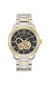 Bulova Sutton Automatic Two-tone Stainless Steel Open Aperture Mens Watch In Gold