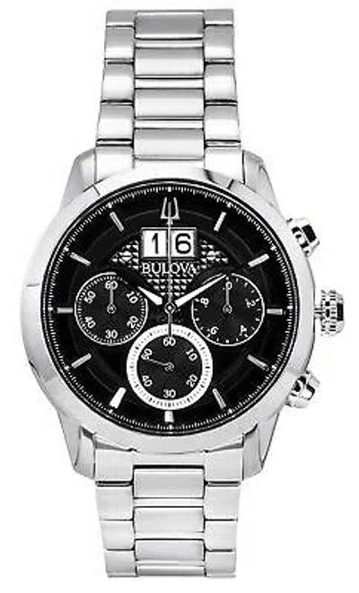 Pre-owned Bulova Sutton Big Date Chronograph Black Dial Quartz Men's Watch 96b319