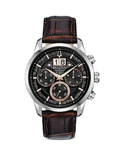 Bulova Sutton Chronograph, 44mm In Black/brown
