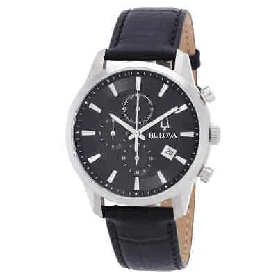 Pre-owned Bulova Sutton Chronograph Quartz Black Dial Men's Watch 96b403
